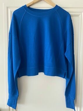 NWT Sweaty Betty After Class Cropped Sweatshirt in Aquatic Blue